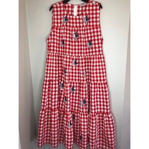 Women’s Boutique Dress Maxi Star Gingham Print Dress Size XXL